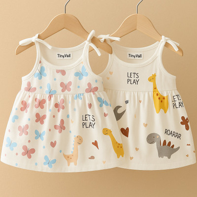 TinyVail Baby Girls Above Knee Casual Dress(Multicolor, Sleeveless)