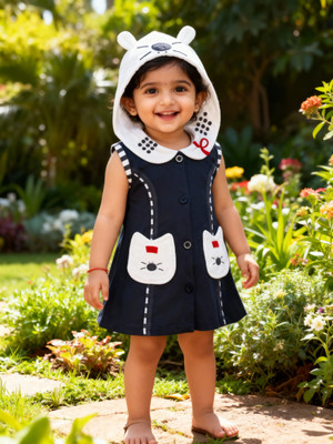 Ruyam Baby Girls Midi/Knee Length Casual Dress(Dark Blue, Sleeveless)