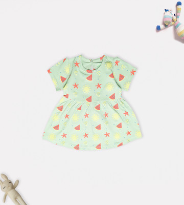YUV Baby Girls Midi/Knee Length Casual Dress(Green, Short Sleeve)