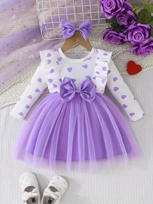 Galopsa Baby Girls Midi/Knee Length Party Dress(Purple, Full Sleeve)