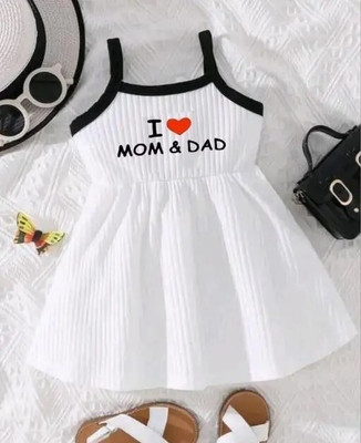 STGarment Baby Girls Midi/Knee Length Casual Dress(White, Noodle strap)