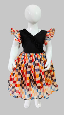 blush apparels Baby Girls Below Knee Casual Dress(Multicolor, Cap Sleeve)