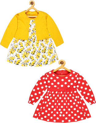 babeezworld Girls Midi/Knee Length Casual Dress(Multicolor, Full Sleeve)