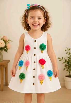 Mr Fashion Baby Girls Midi/Knee Length Festive/Wedding Dress(Beige, Sleeveless)