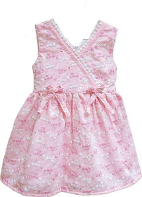 DeeVee Creations Baby Girls Midi/Knee Length Casual Dress(Pink, Sleeveless)