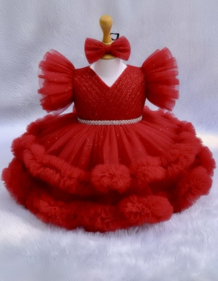 FairyFlair Baby Girls Above Knee Festive/Wedding Dress(Blue, Fashion Sleeve)