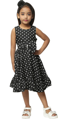 Shahina Fashion Girls Below Knee Party Dress(Black, Sleeveless)