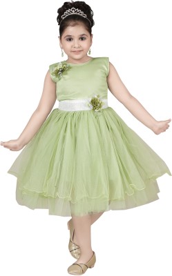 TrendyCreations Baby Girls Below Knee Festive/Wedding Dress(Green, Sleeveless)