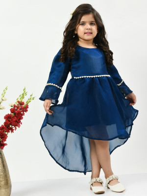 Bella Moda Girls Midi/Knee Length Party Dress(Dark Blue, Full Sleeve)