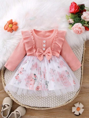Style Connect Collection Girls Midi/Knee Length Party Dress(Pink, 3/4 Sleeve)