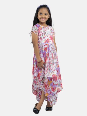 KiddoPanti Girls Maxi/Full Length Casual Dress(White, Sleeveless)