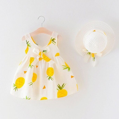 AKD FASHION Indi Baby Girls Midi/Knee Length Casual Dress(Yellow, Short Sleeve)