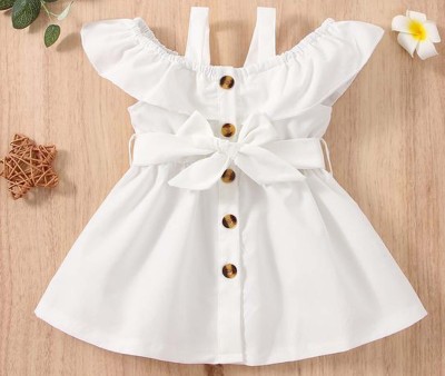 styleart Indi Baby Girls Above Knee Casual Dress(White, Sleeveless)