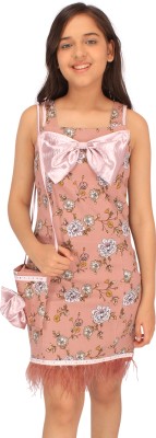 Cutecumber Girls Midi/Knee Length Casual Dress(Pink, Sleeveless)