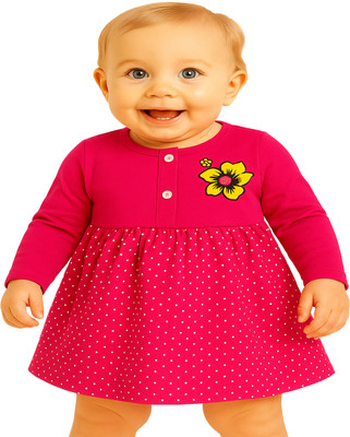KidzzCart Indi Girls Midi/Knee Length Casual Dress(Pink, Full Sleeve)