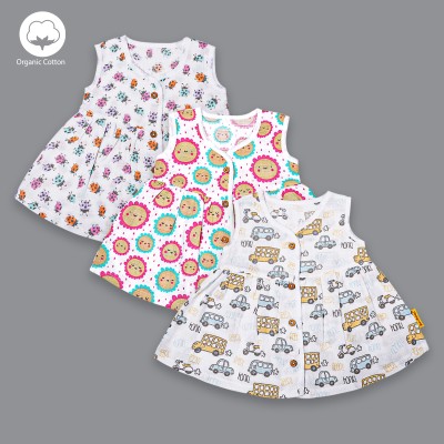 Born Babies Baby Girls Calf Length Casual Dress(Multicolor, Sleeveless)