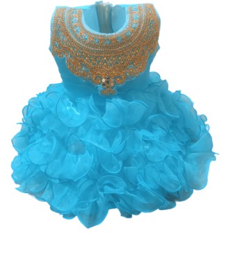 Lalisha Baby Girls Midi/Knee Length Festive/Wedding Dress(Blue, Sleeveless)