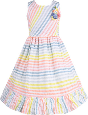 Silver Kraft Baby Girls Midi/Knee Length Casual Dress(Blue, Sleeveless)