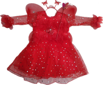 aruna creation Baby Girls Midi/Knee Length Festive/Wedding Dress(Pink, 3/4 Sleeve)