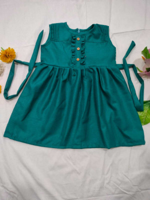 VBGELM Indi Girls Below Knee Casual Dress(Pink, Sleeveless)