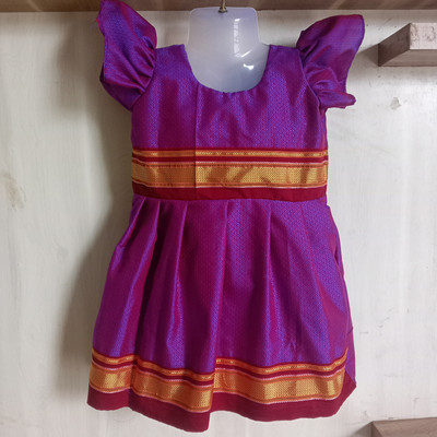 Mom and Me Baby Girls Midi/Knee Length Festive/Wedding Dress(Purple, Cap Sleeve)