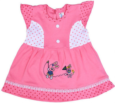 Swagata Trends Girls Midi/Knee Length Casual Dress(Pink, Half Sleeve)