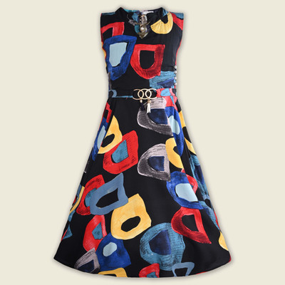 Silver Kraft Girls Midi/Knee Length Casual Dress(Black, Sleeveless)