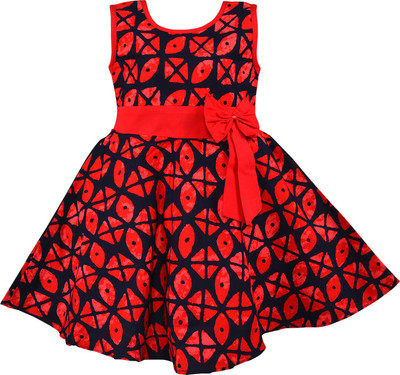 Wishkaro Girls Midi/Knee Length Casual Dress(Multicolor, Sleeveless)