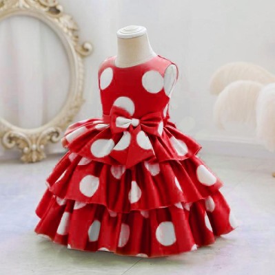 HANS ENTERPRISE Girls Maxi/Full Length Party Dress(Red, Sleeveless)