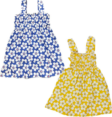 AMNOUR Baby Girls Midi/Knee Length Casual Dress(Multicolor, Sleeveless)