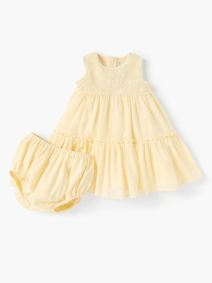 GIGGLES by Babyshop Girls Midi/Knee Length Casual Dress(Yellow, Sleeveless)