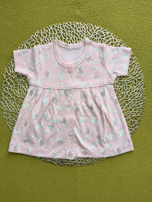 TJAII Baby Girls Midi/Knee Length Casual Dress(Pink, Short Sleeve)