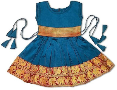 kavija Baby Girls Midi/Knee Length Festive/Wedding Dress(Light Blue, Sleeveless)