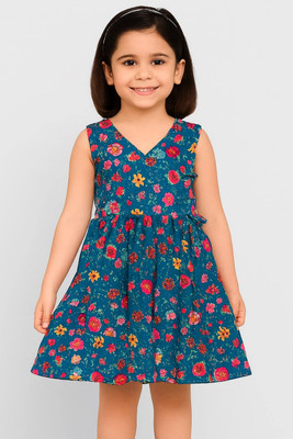 CottonKarry Girls Above Knee Casual Dress(Multicolor, Sleeveless)