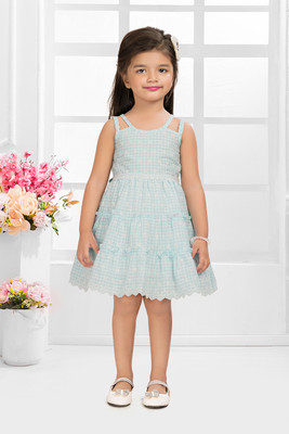 Snazzygirl Girls Midi/Knee Length Casual Dress(Blue, Sleeveless)