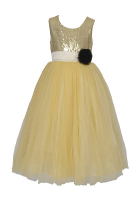 Wow princess Baby Girls Maxi/Full Length Casual Dress(Gold, Sleeveless)