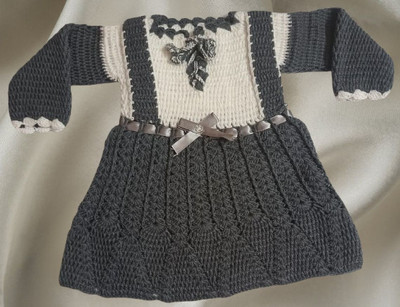 Sfw Indi Baby Girls Below Knee Festive/Wedding Dress(Grey, Full Sleeve)