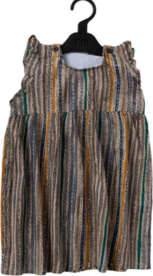 Dedhfoot Indi Baby Girls Midi/Knee Length Beach Wear Dress(Multicolor, Sleeveless)