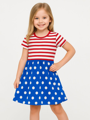 Here&Now X Game Begins Girls Above Knee Casual Dress(Multicolor, Short Sleeve)