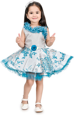 New Hsgarments Girls Above Knee Party Dress(White, Sleeveless)