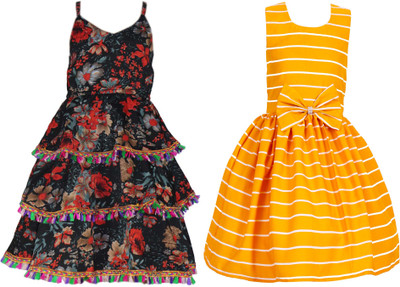 Miranga Baby Girls Below Knee Casual Dress(Multicolor, Sleeveless)