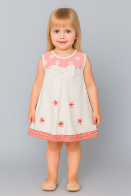 Oliver & Sophie Baby Girls Midi/Knee Length Casual Dress(White, Pink, Sleeveless)