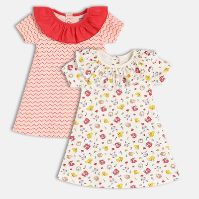 MINI KLUB Baby Girls Midi/Knee Length Casual Dress(Multicolor, Cap Sleeve)