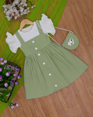 bisla Indi Baby Girls Midi/Knee Length Party Dress(Light Green, Cap Sleeve)