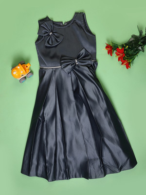 V-MART Girls Midi/Knee Length Casual Dress(Green, Sleeveless)