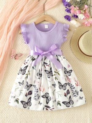 FLEWITEZ Baby Girls Midi/Knee Length Casual Dress(Multicolor, Short Sleeve)