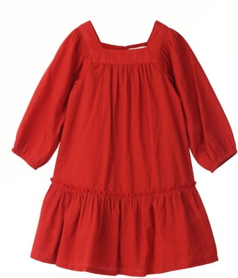 BEEBAY Indi Baby Girls Midi/Knee Length Casual Dress(Red, Full Sleeve)