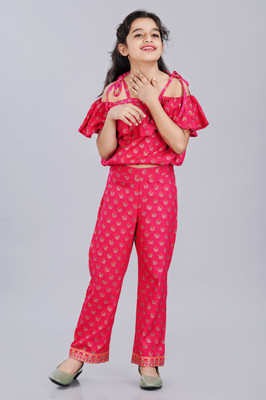 DMP FASHION Girls Casual Top Trouser(Pink)