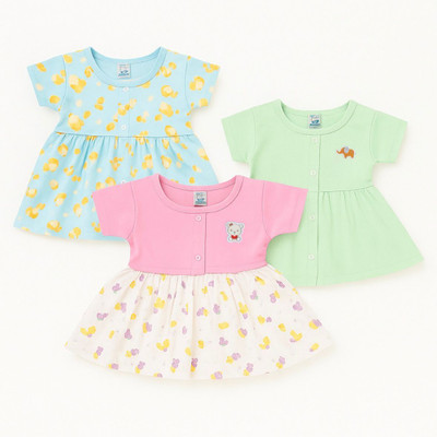 BABY SPARSH Baby Girls Midi/Knee Length Casual Dress(Multicolor, Sleeveless)