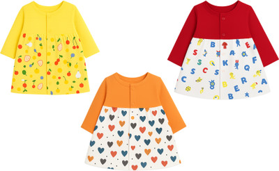 King Born Baby Girls Midi/Knee Length Casual Dress(Multicolor, Full Sleeve)